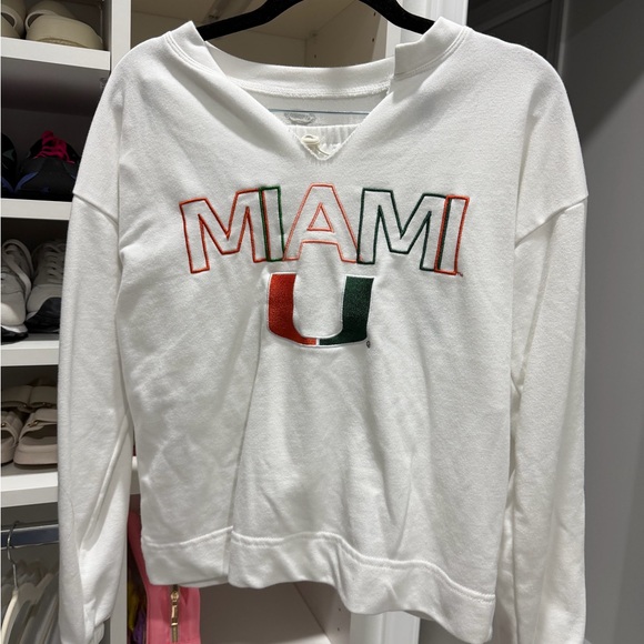 Tops - White Miami Hurricanes Sweatshirt and Short Set